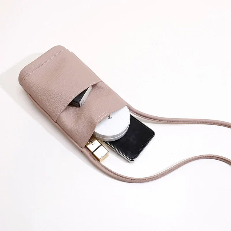 Blush pink vegan leather soft eco phone pouch for Mugrs weekly giveaway promotion