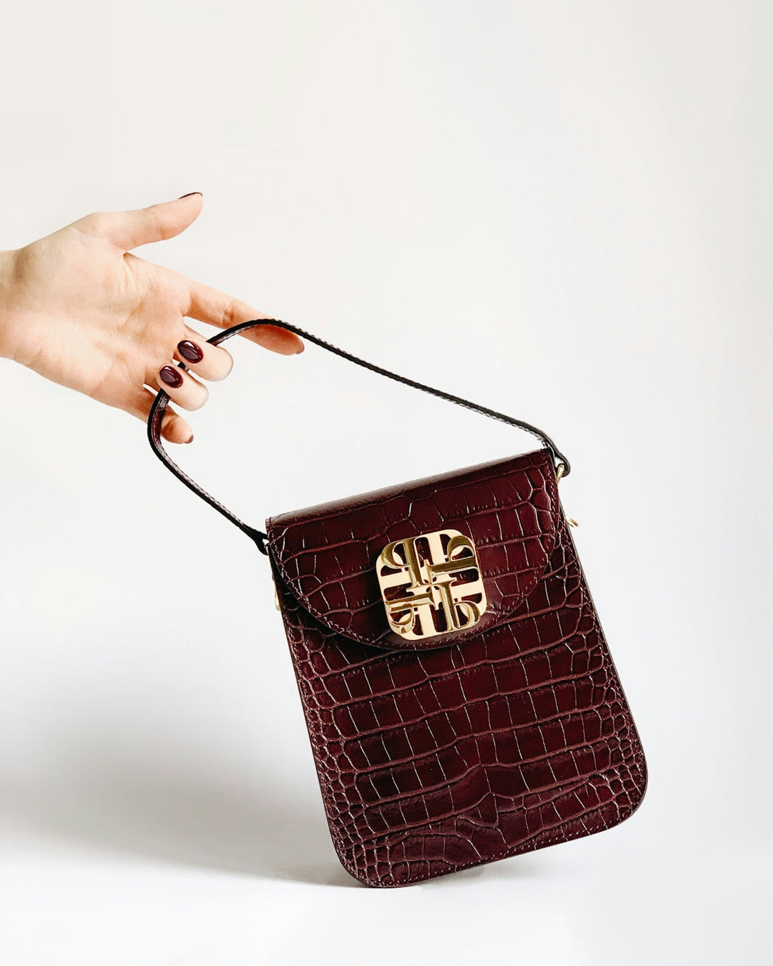 brown leather bag