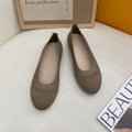 MUGRS women's flats in Brown – detail of topstitching, versatile