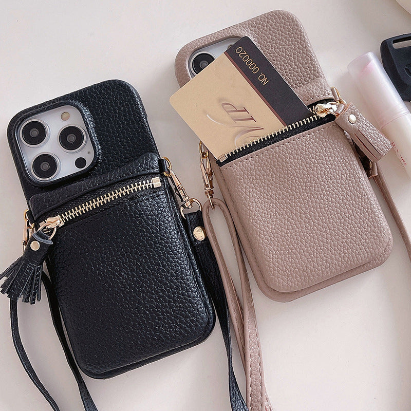 Mugrs IPhone Case Solid Color Anti-Drop Cover Diagonal Coin Purse