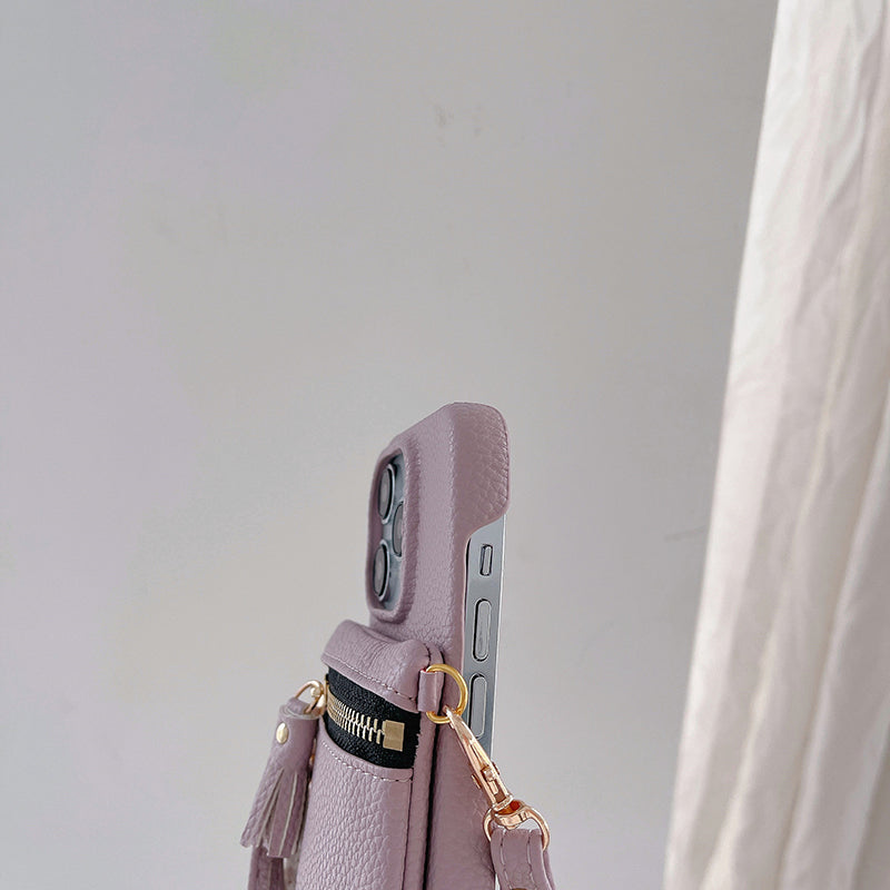 Mugrs IPhone Case Solid Color Anti-Drop Cover Diagonal Coin Purse