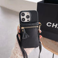 MUGRS women's phone bag in Black – close-up of hardware and clasp, compact, hands-free