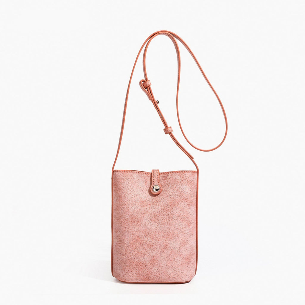 MUGRS women's small leather bag in Pink – front view, soft pink vegetable-tanned leather