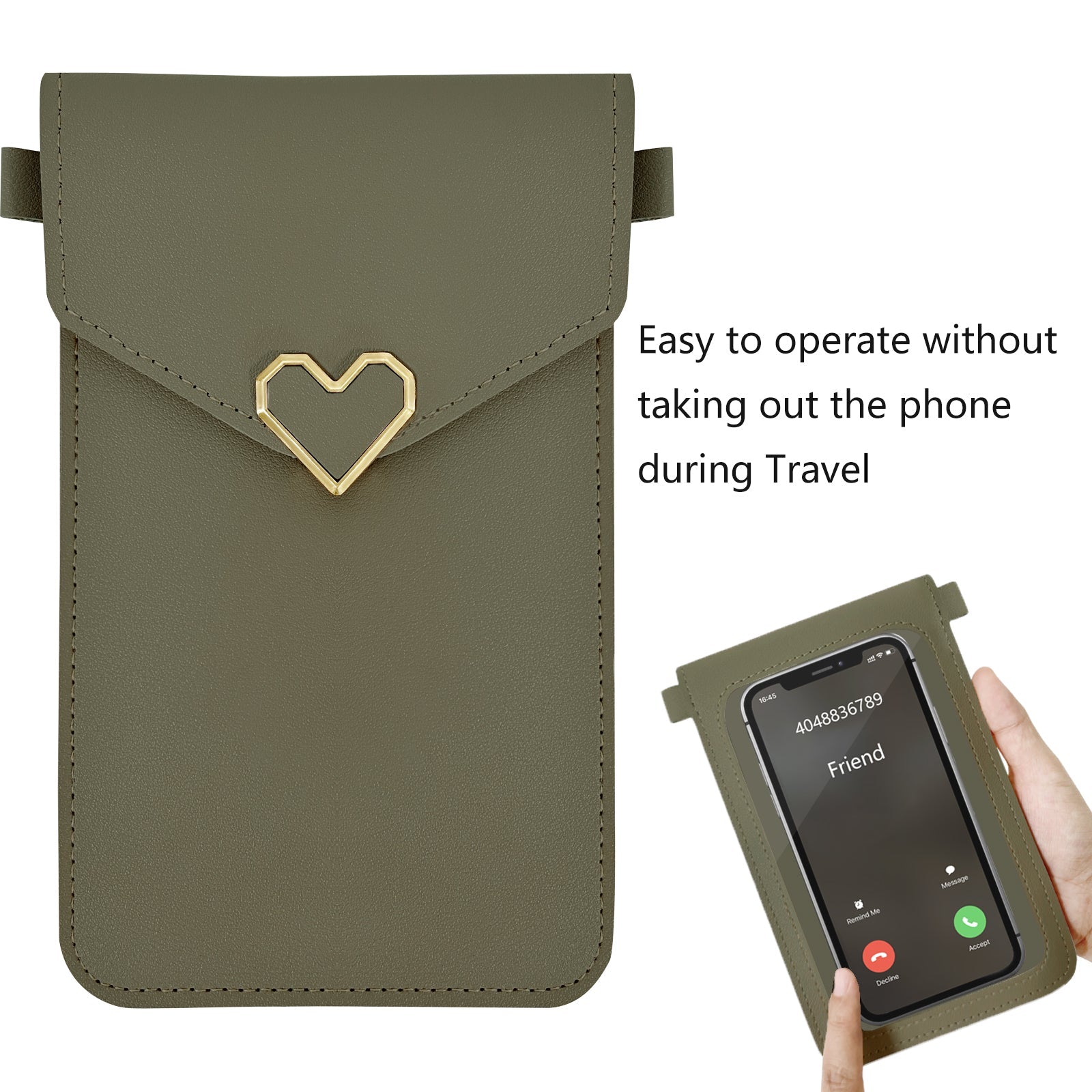 Mugrs™ PU-Leder Mini Flap Crossbady Handytasche, Armeegrün