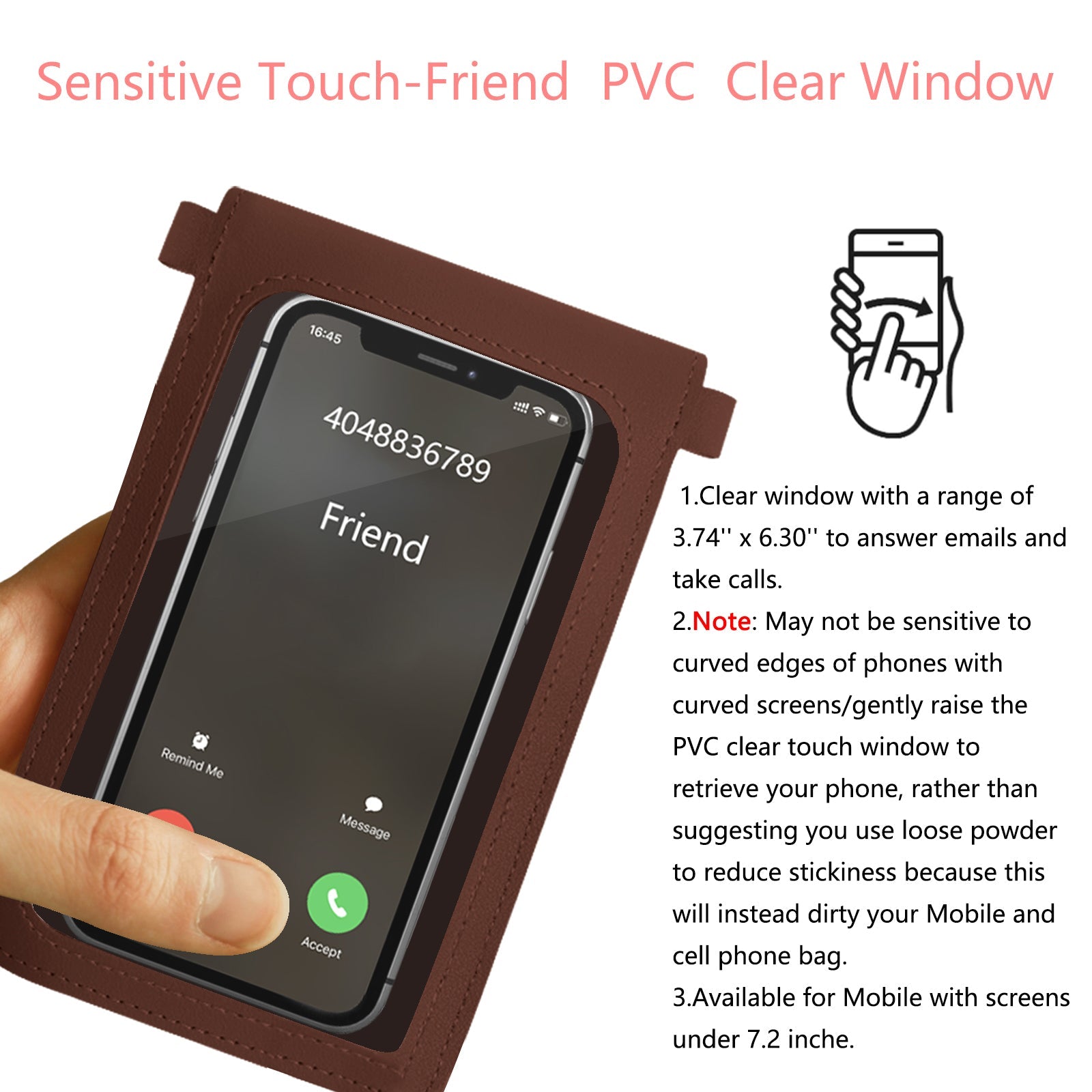 Mugrs™ PU Leather Mini Flap Crossbady Phone Bag, Coffee Color