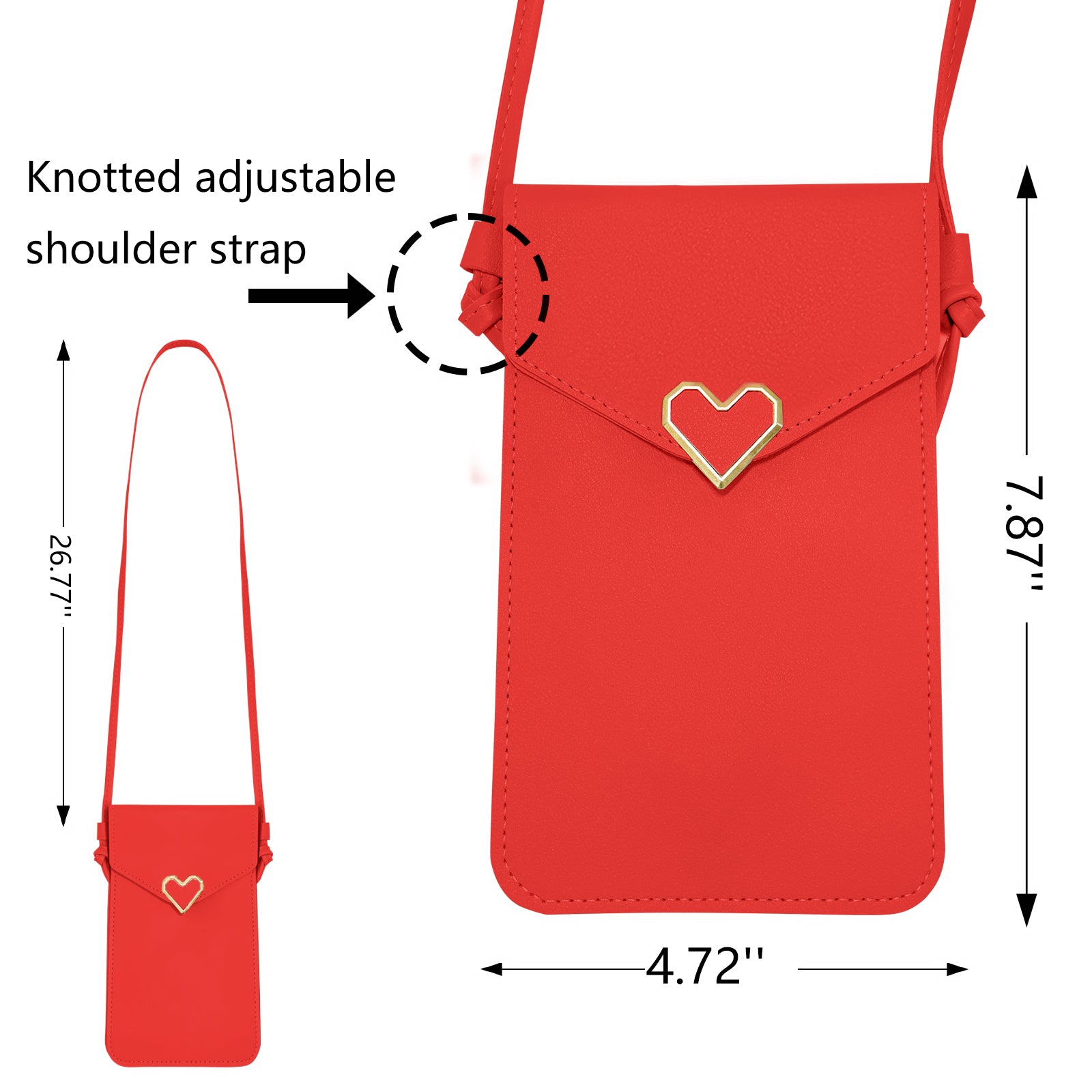 Sac à bandoulière en cuir PU Mugrs™ Mini pour téléphone portable, couleur rouge