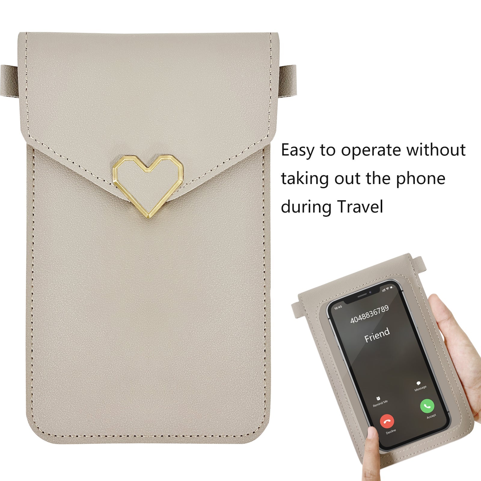 Sacoche à bandoulière en cuir PU Mugrs™ Mini pour téléphone portable, couleur grise
