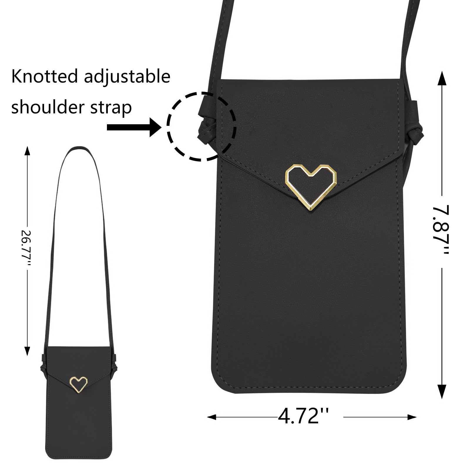 Mugrs™ PU Leather Mini Flap Crossbady Phone Bag, Black Color