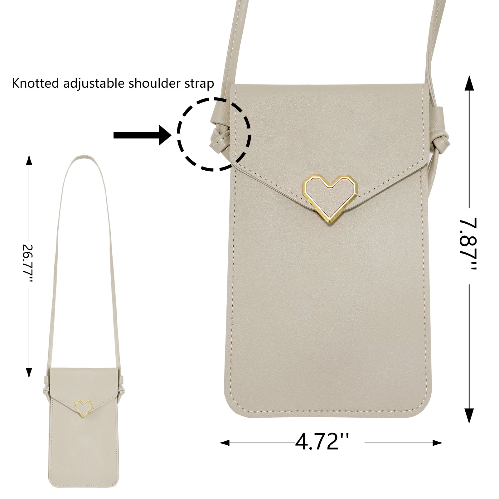 Mugrs™ PU Leather Mini Flap Crossbady Phone Bag, Grey Color