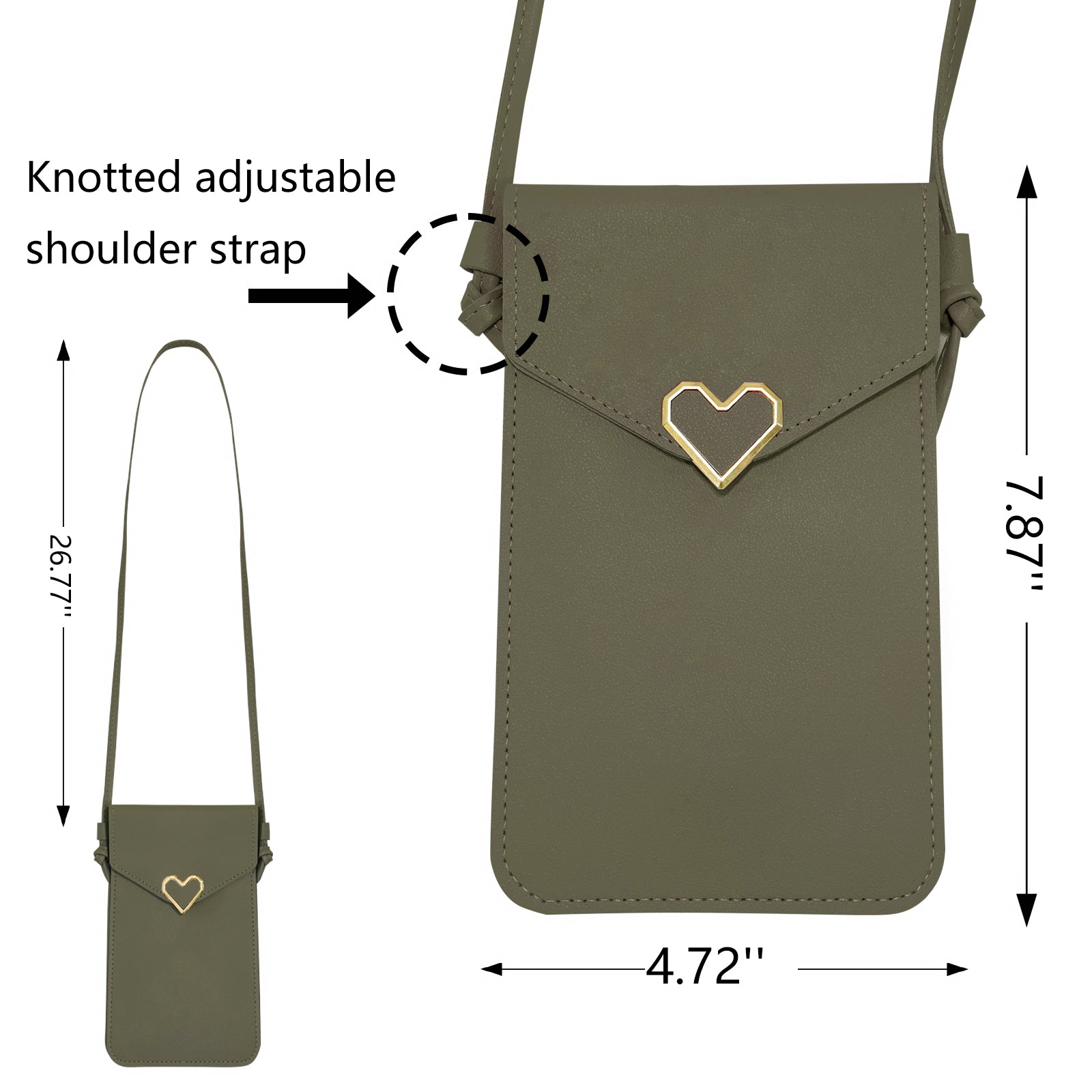 Mugrs™ PU-Leder Mini Flap Crossbady Handytasche, Armeegrün