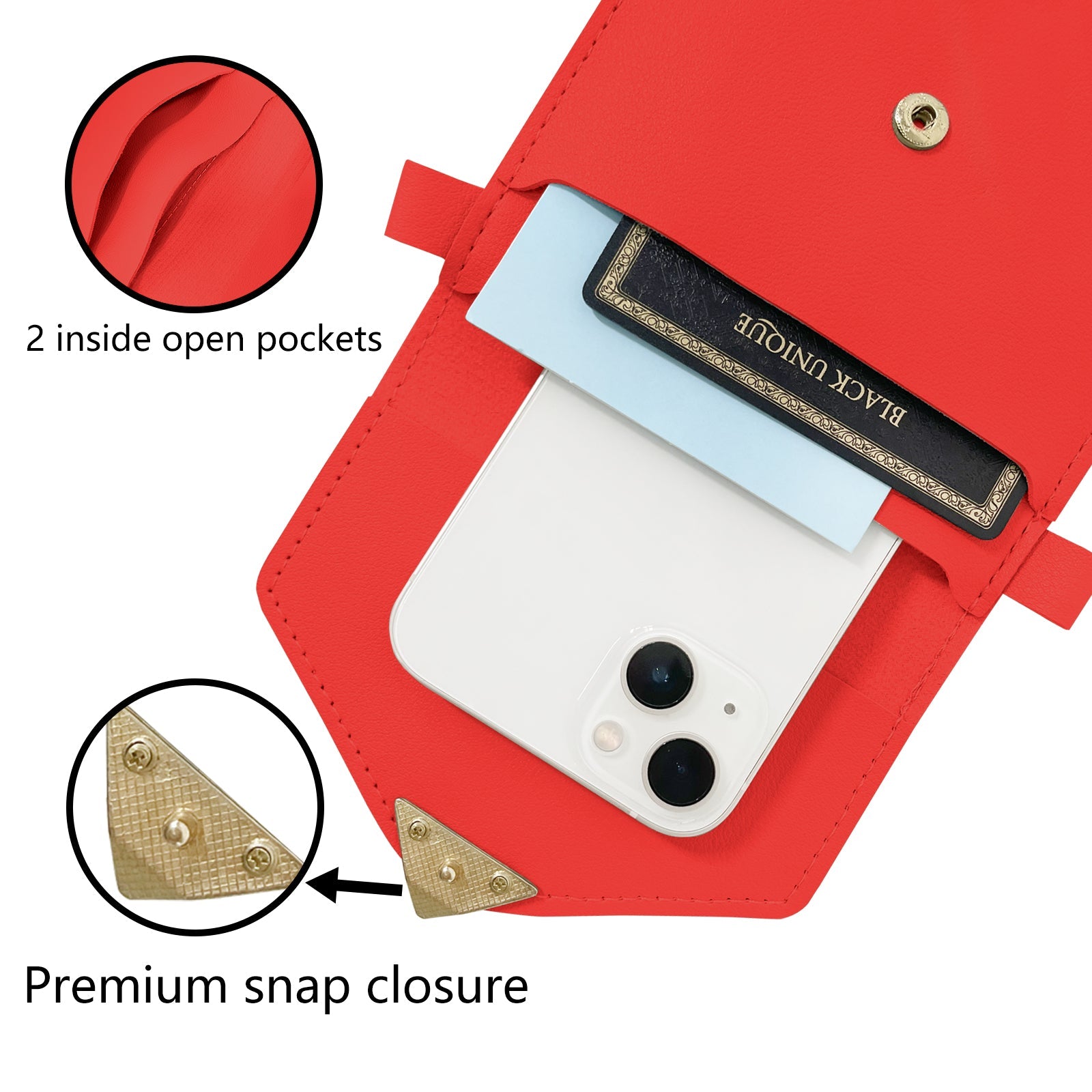 Mugrs™ PU-Leder Mini Flap Crossbady Handytasche, Farbe: Rot