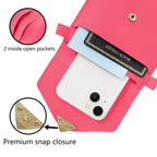 Mugrs™ Umhängetasche für Handys aus PU-Leder mit Mini-Klappe, Farbe: Hot Pink