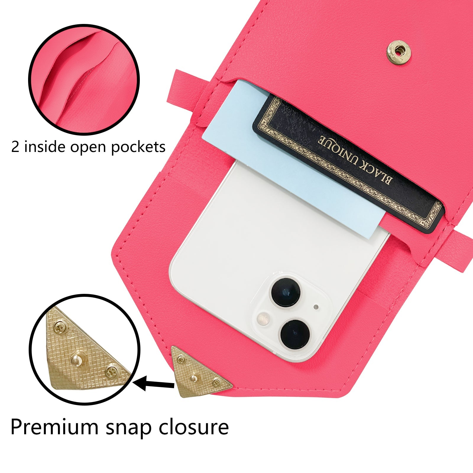 Sac à bandoulière en cuir PU Mugrs™ Mini pour téléphone portable, couleur rose vif