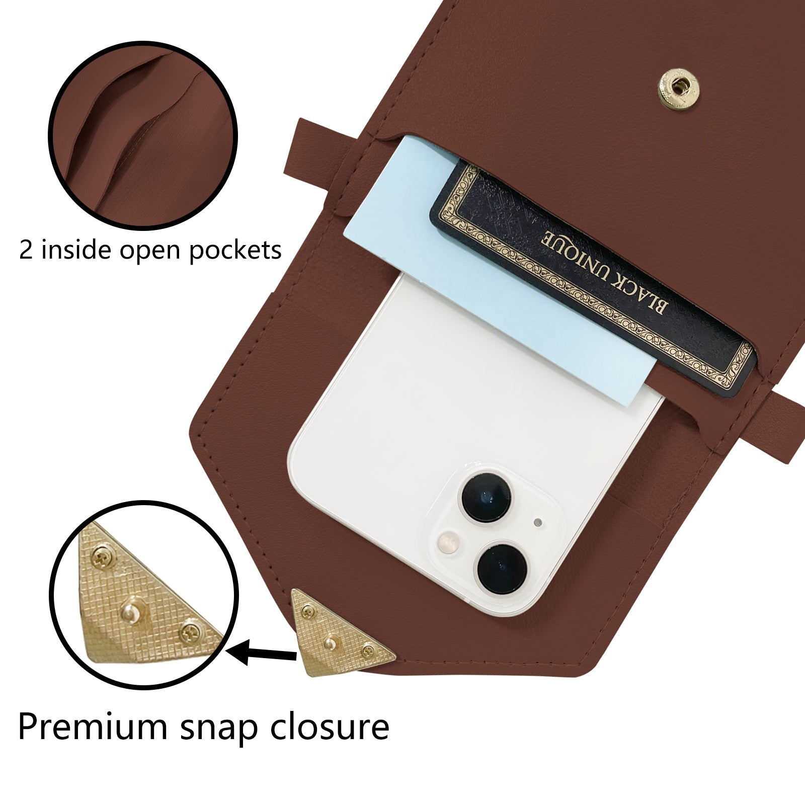 Mugrs™ PU Leather Mini Flap Crossbady Phone Bag, Coffee Color