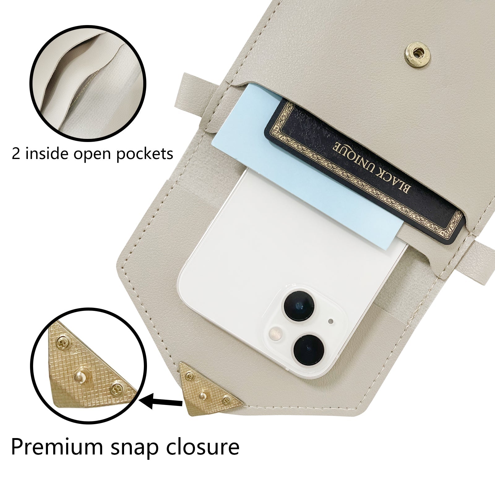 Mugrs™ PU Leather Mini Flap Crossbady Phone Bag, Grey Color