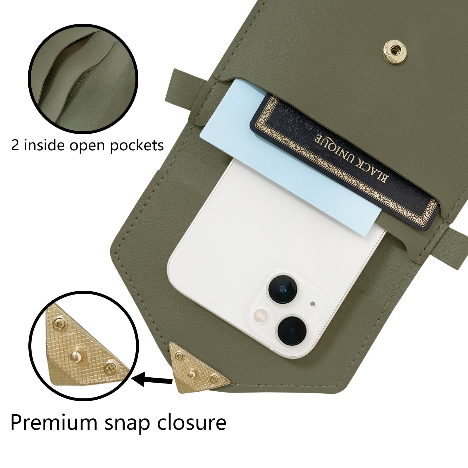 Mugrs™ PU Leather Mini Flap Crossbady Phone Bag, Army Green Color