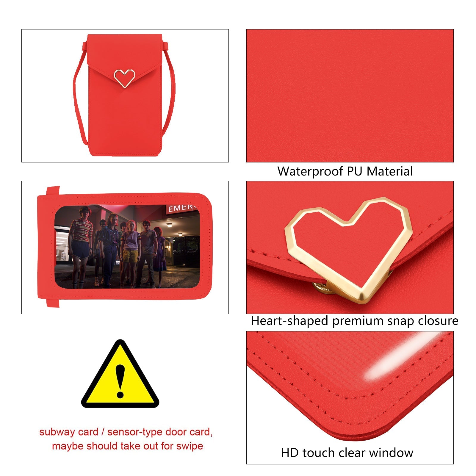 Sac à bandoulière en cuir PU Mugrs™ Mini pour téléphone portable, couleur rouge