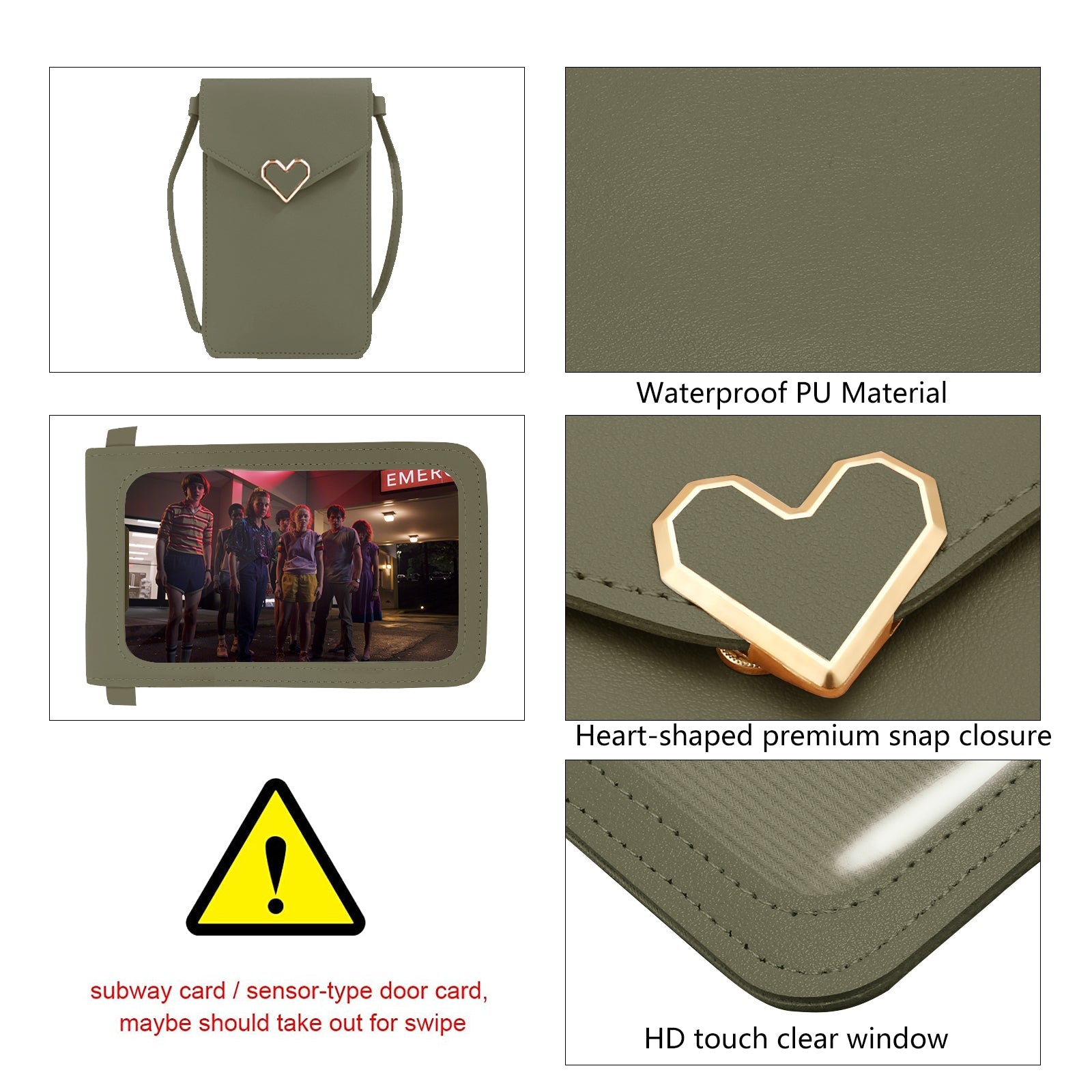 Mugrs™ PU Leather Mini Flap Crossbady Phone Bag, Army Green Color