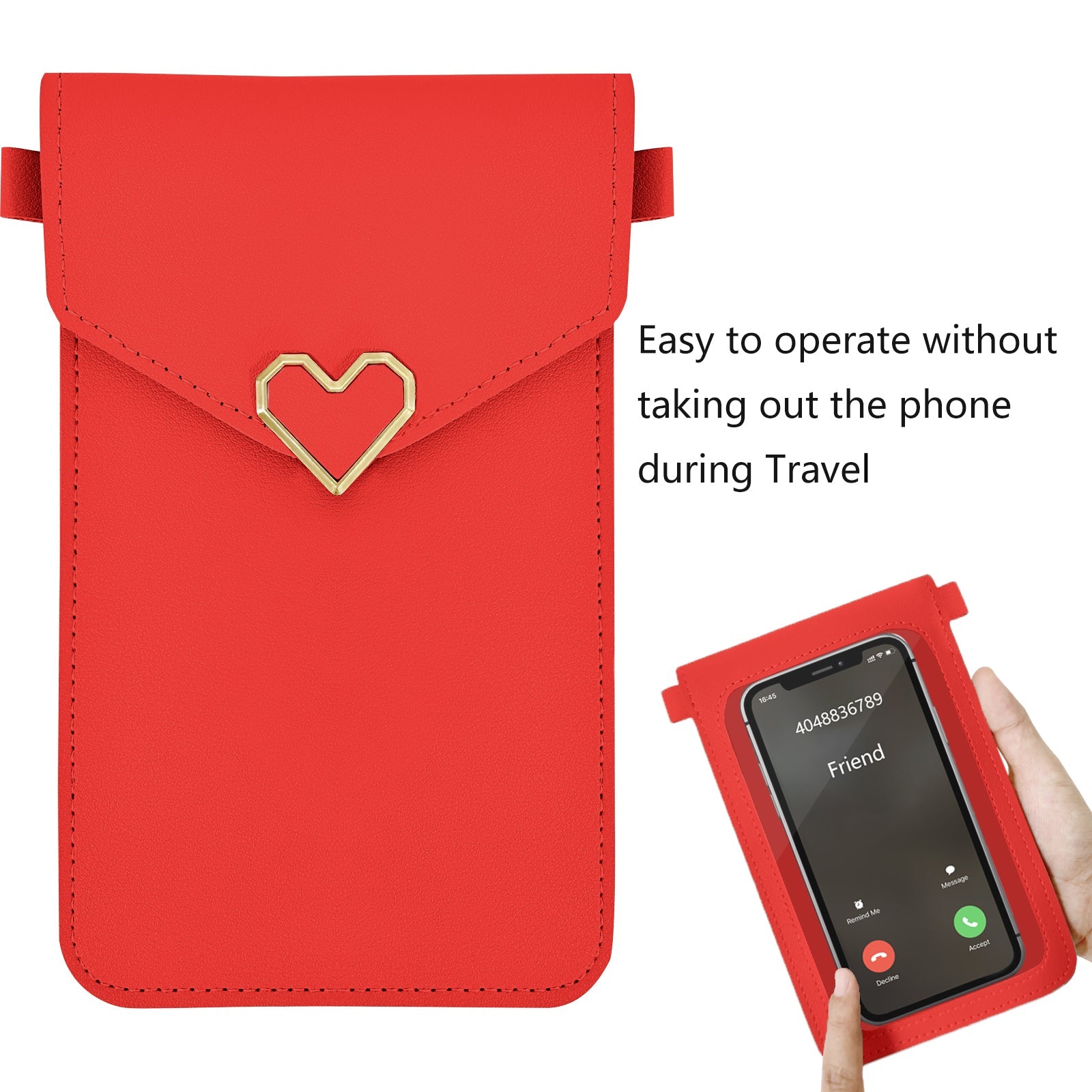 Mugrs™ PU-Leder Mini Flap Crossbady Handytasche, Farbe: Rot