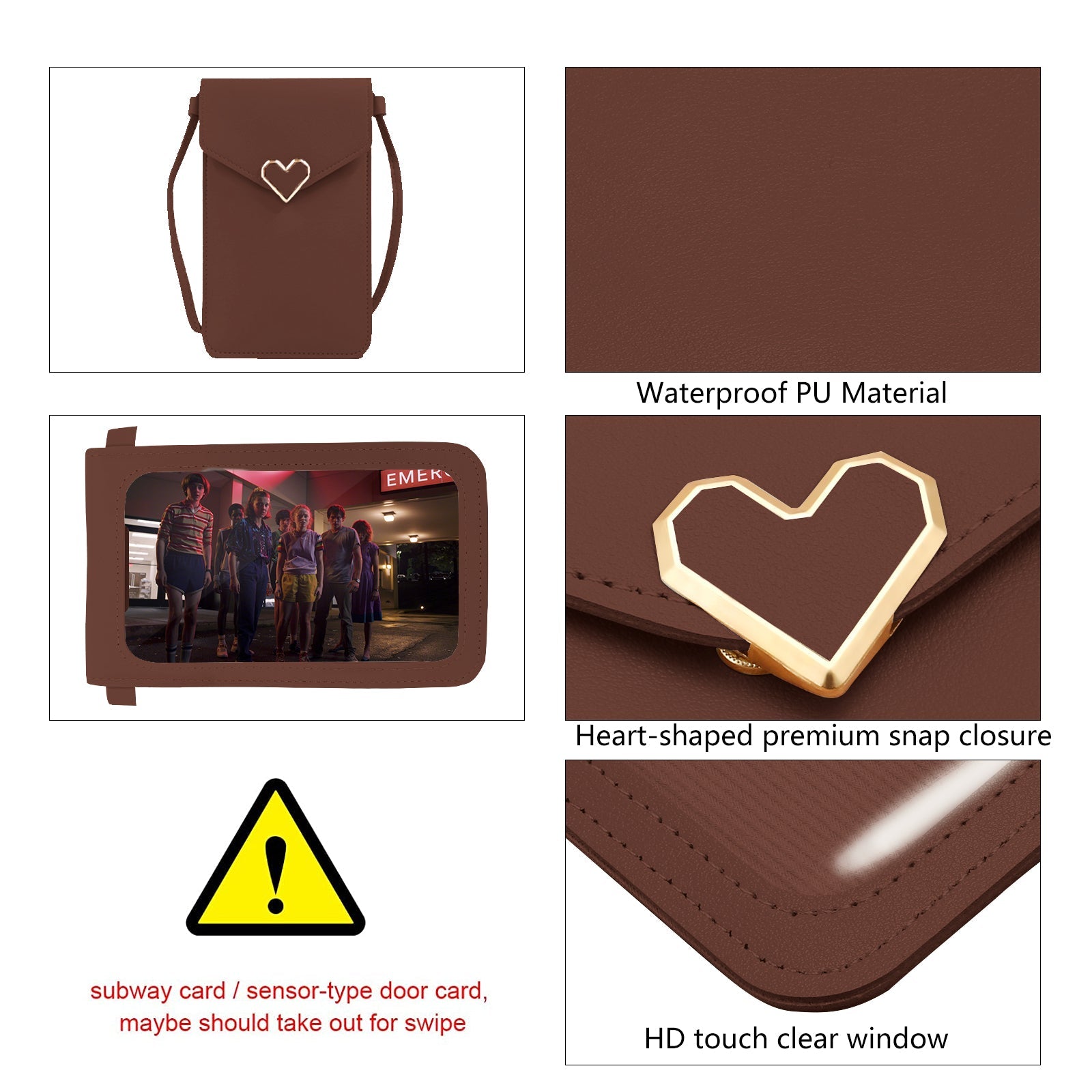 Mugrs™ PU Leather Mini Flap Crossbady Phone Bag, Coffee Color