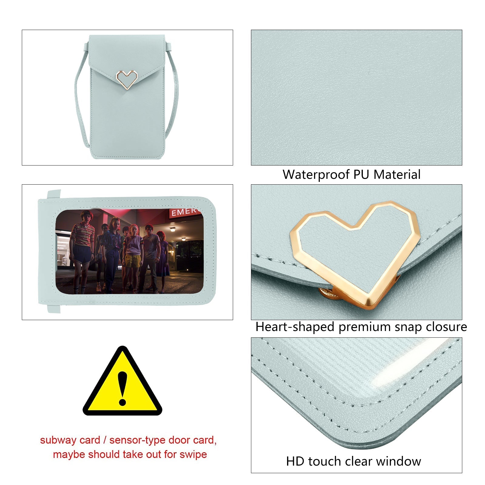 Mugrs™ PU Leather Mini Flap Crossbady Phone Bag, Pastel Aqua Color