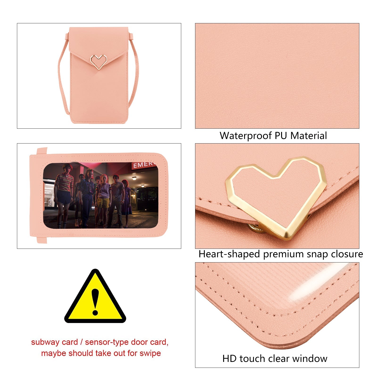 Sac à bandoulière mini à rabat en cuir PU Mugrs™, couleur rose pastel