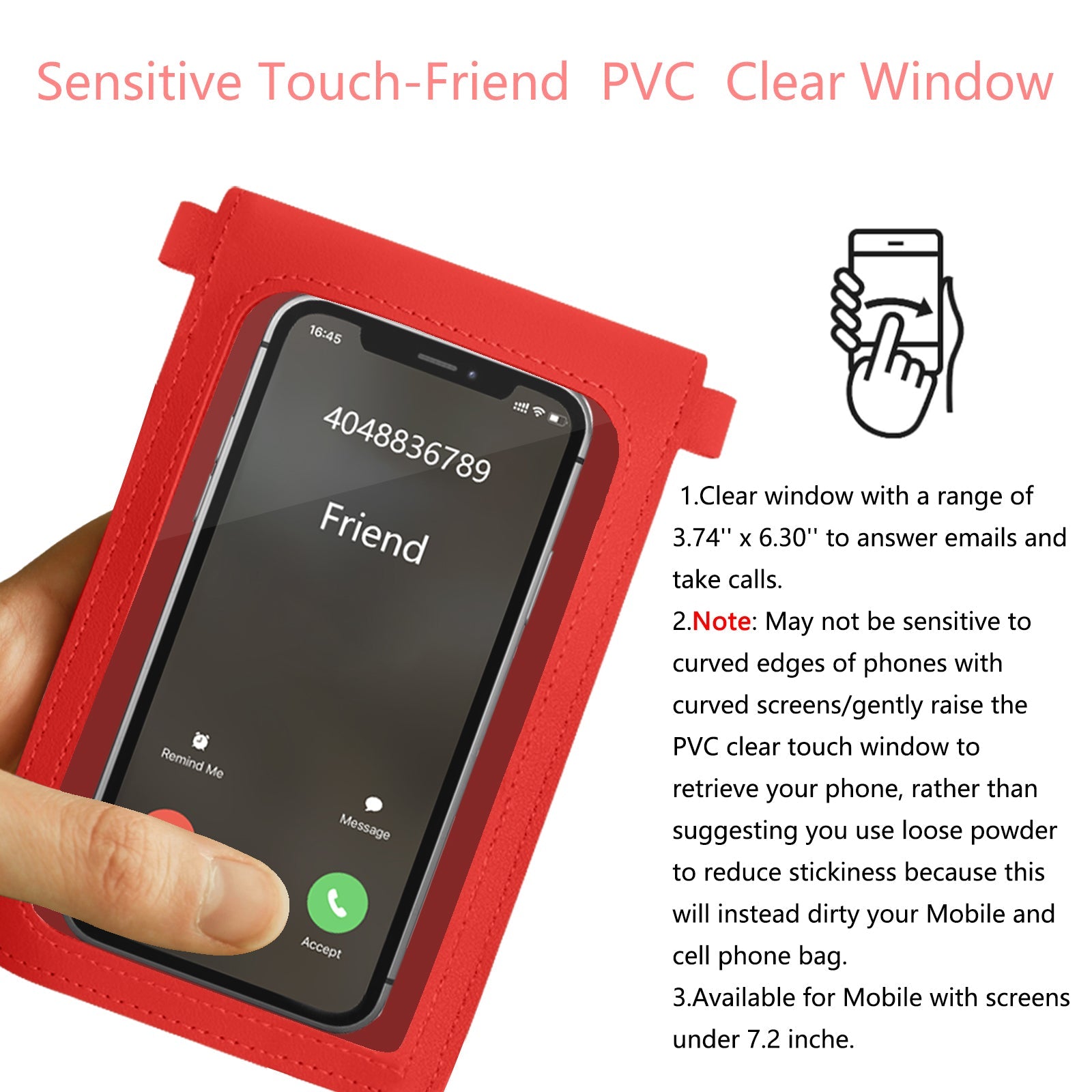 Mugrs™ PU Leather Mini Flap Crossbady Phone Bag, Red Color