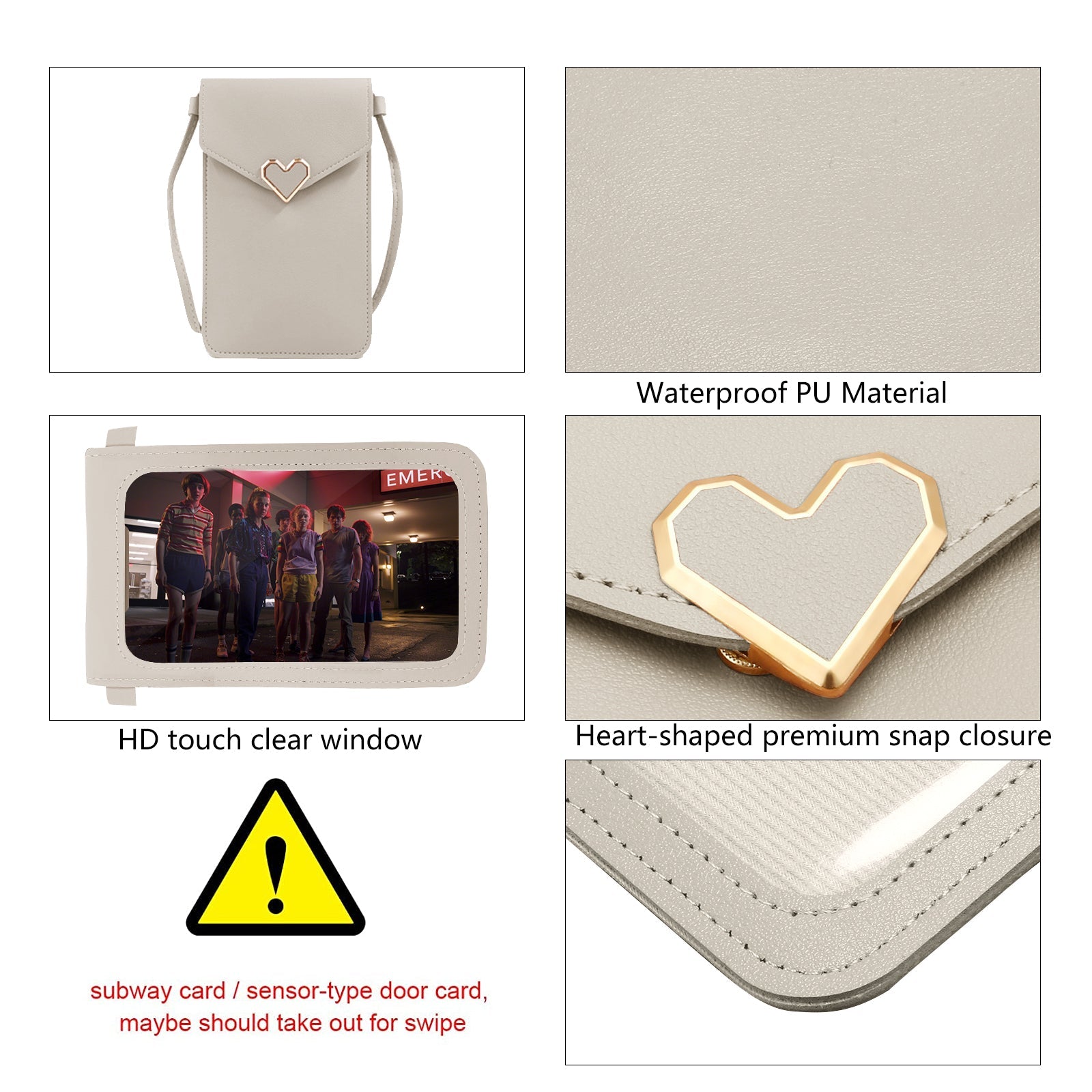 Mugrs™ PU Leather Mini Flap Crossbady Phone Bag, Grey Color