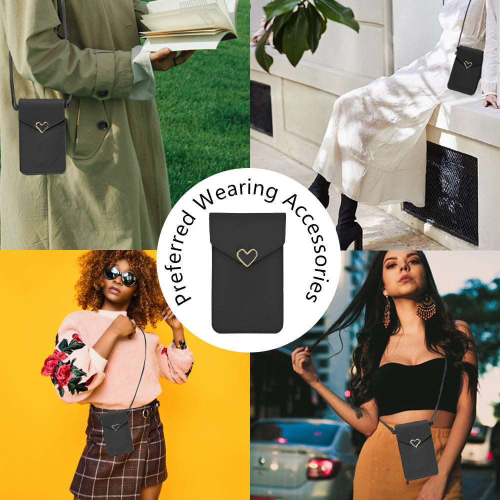 Mugrs™ PU Leather Mini Flap Crossbady Phone Bag, Black Color