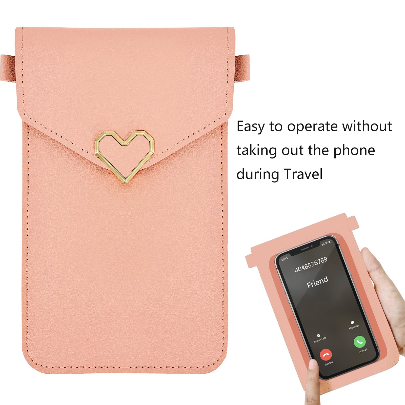 Mugrs™ PU Leather Mini Flap Crossbady Phone Bag, Pastel Pink Color