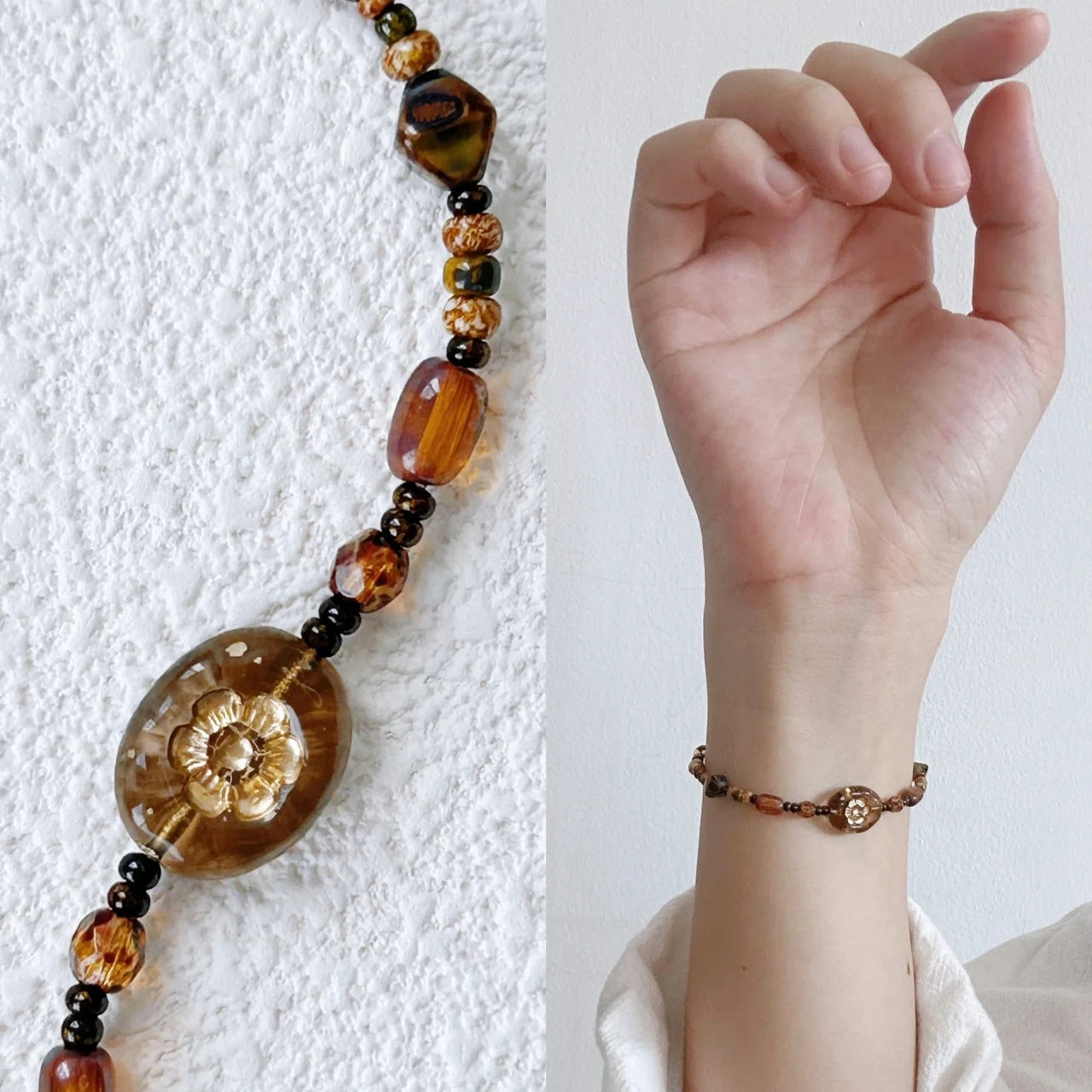 Bracelet de perles tchèques fait main vintage d'automne Espoo