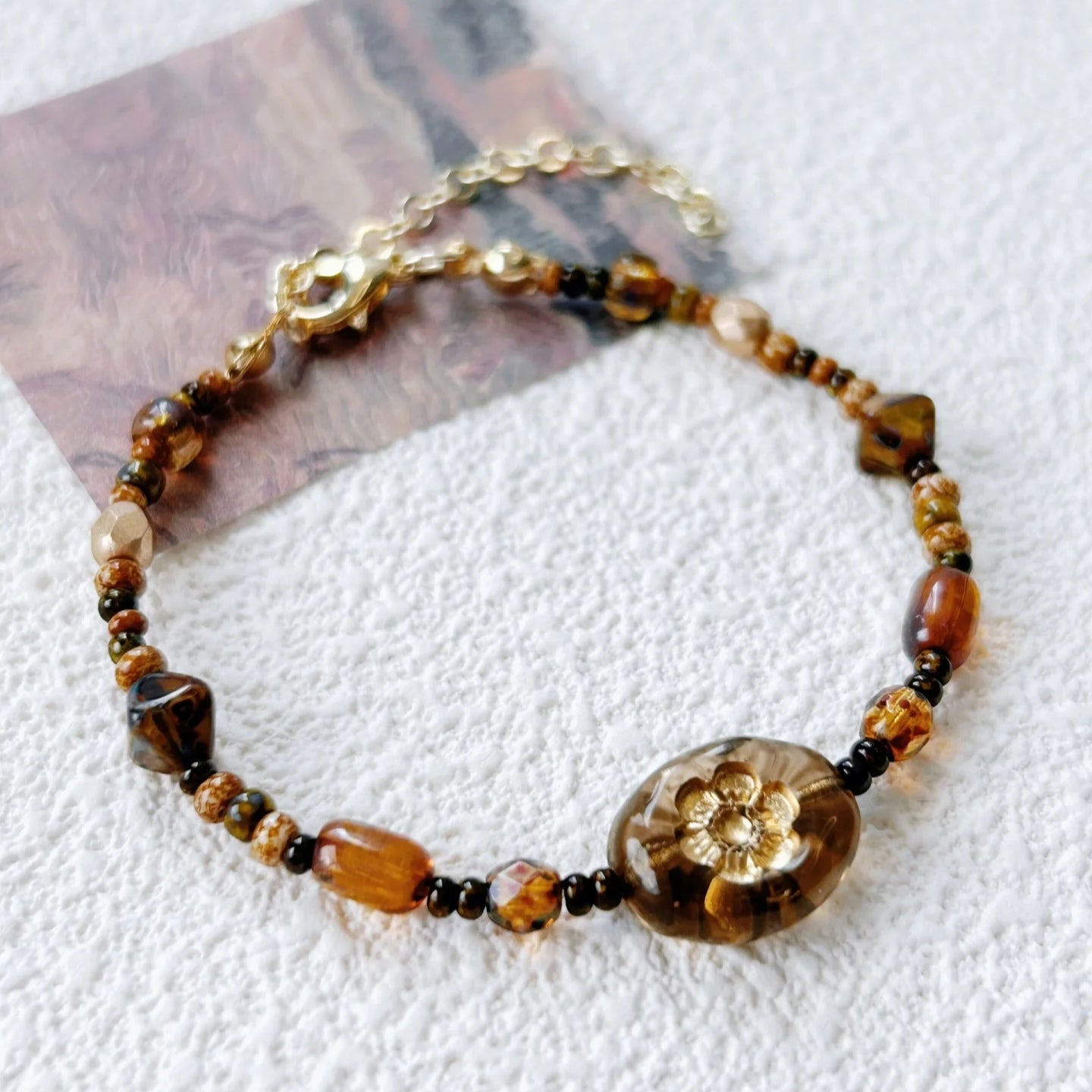 Bracelet de perles tchèques fait main vintage d'automne Espoo