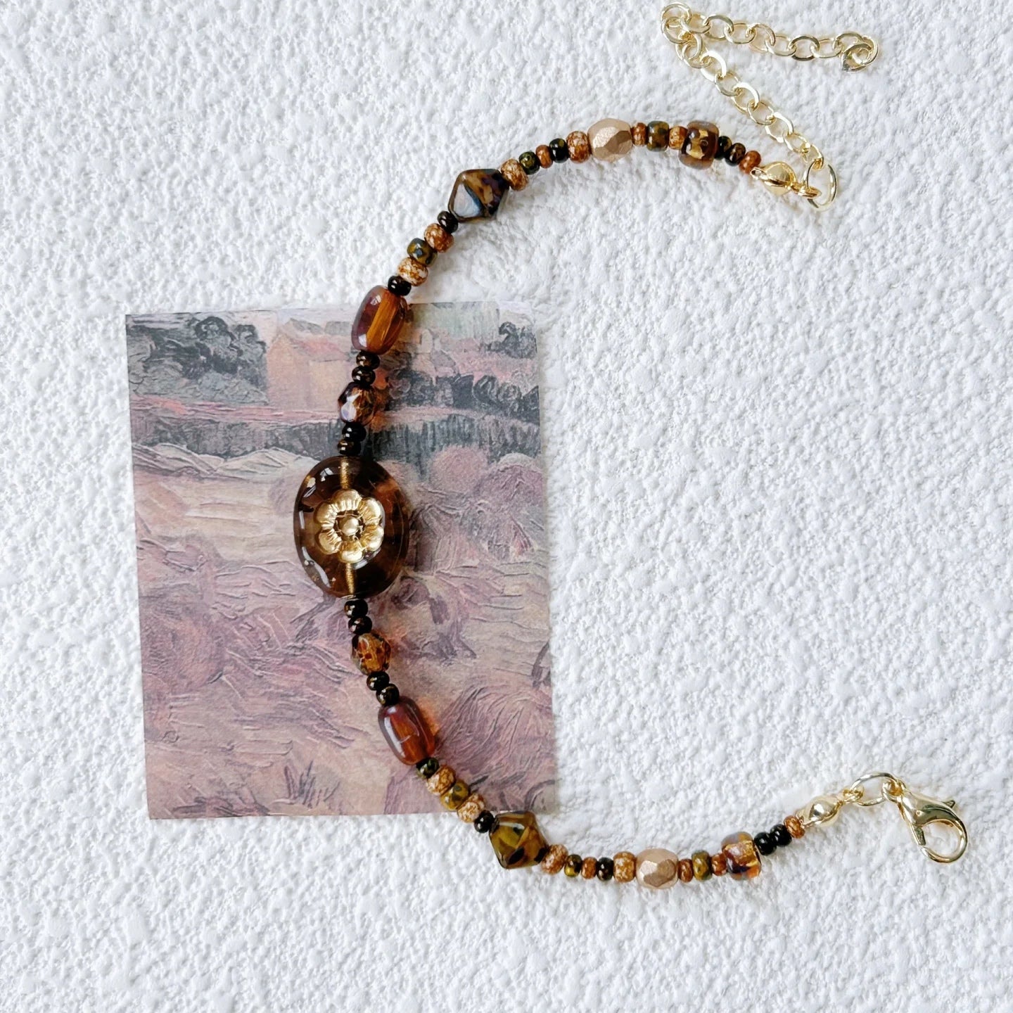Bracelet de perles tchèques fait main vintage d'automne Espoo