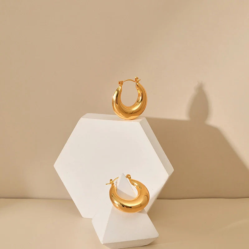 Boucles d'oreilles créoles doubles épaisses en or 18 carats Mugrs™