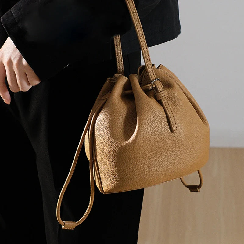 Mugrs™ Simple Leather Bucket Bag Crossbody Bag