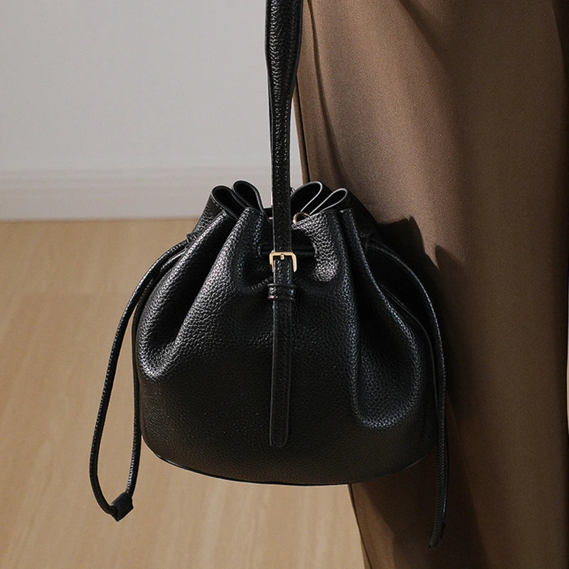 Mugrs™ Simple Leather Bucket Bag Crossbody Bag