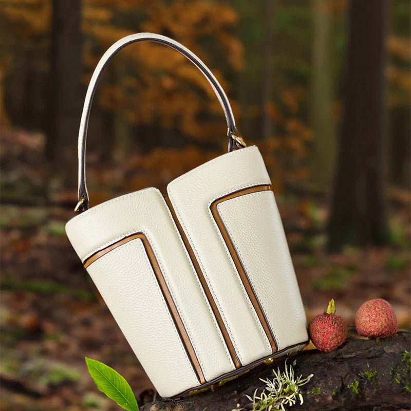 Mini sac seau en patchwork de cuir Mugrs™