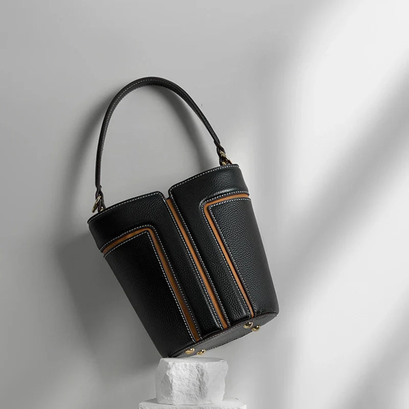 Mugrs™ Leather Patchwork Mini Bucket Bag