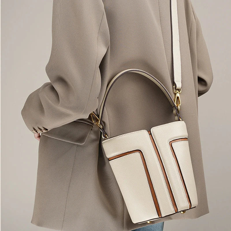 Mini sac seau en patchwork de cuir Mugrs™