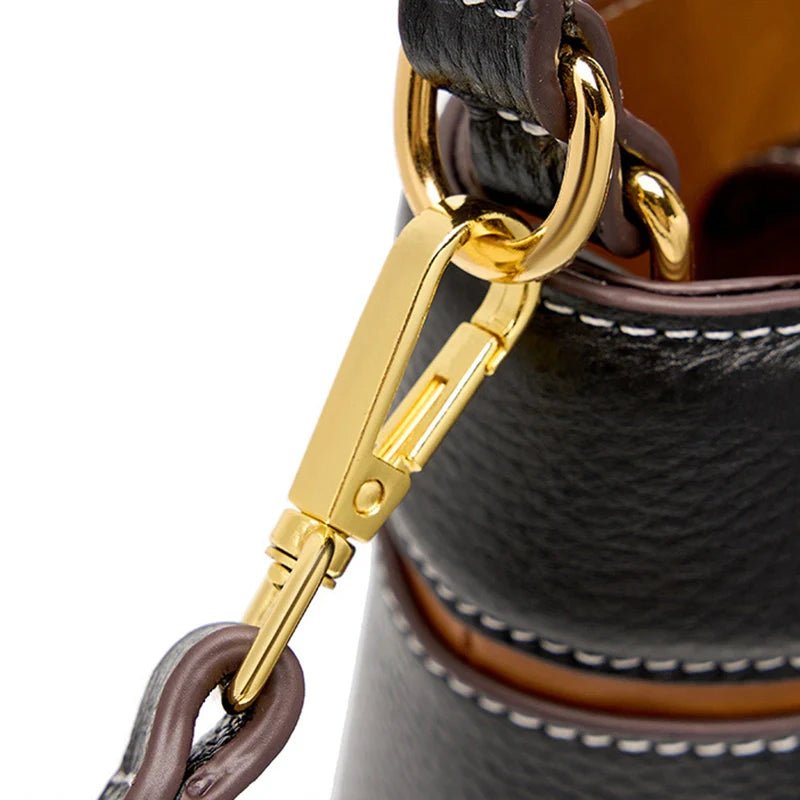 Mini sac seau en patchwork de cuir Mugrs™