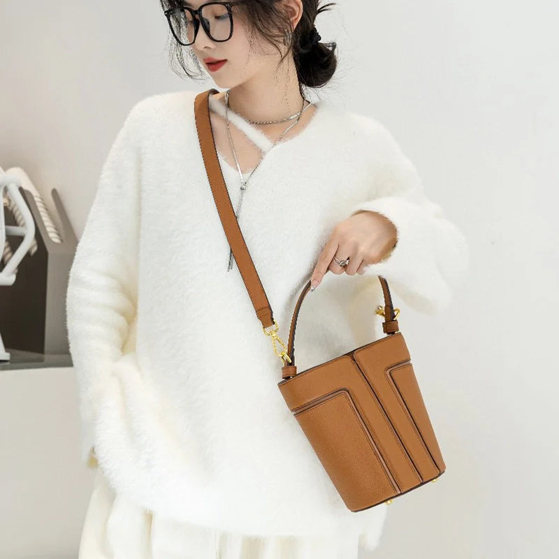 Mugrs™ Leather Patchwork Mini Bucket Bag