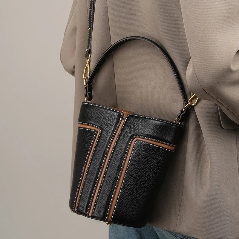 Mugrs™ Leather Patchwork Mini Bucket Bag