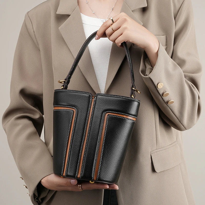 Mugrs™ Leather Patchwork Mini Bucket Bag