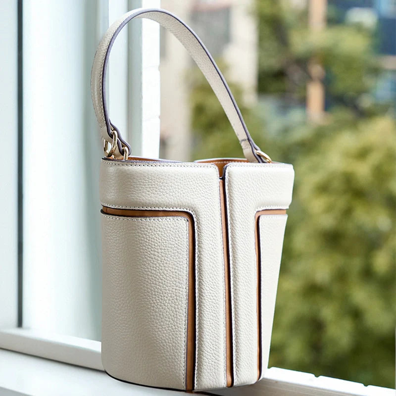 Mini sac seau en patchwork de cuir Mugrs™
