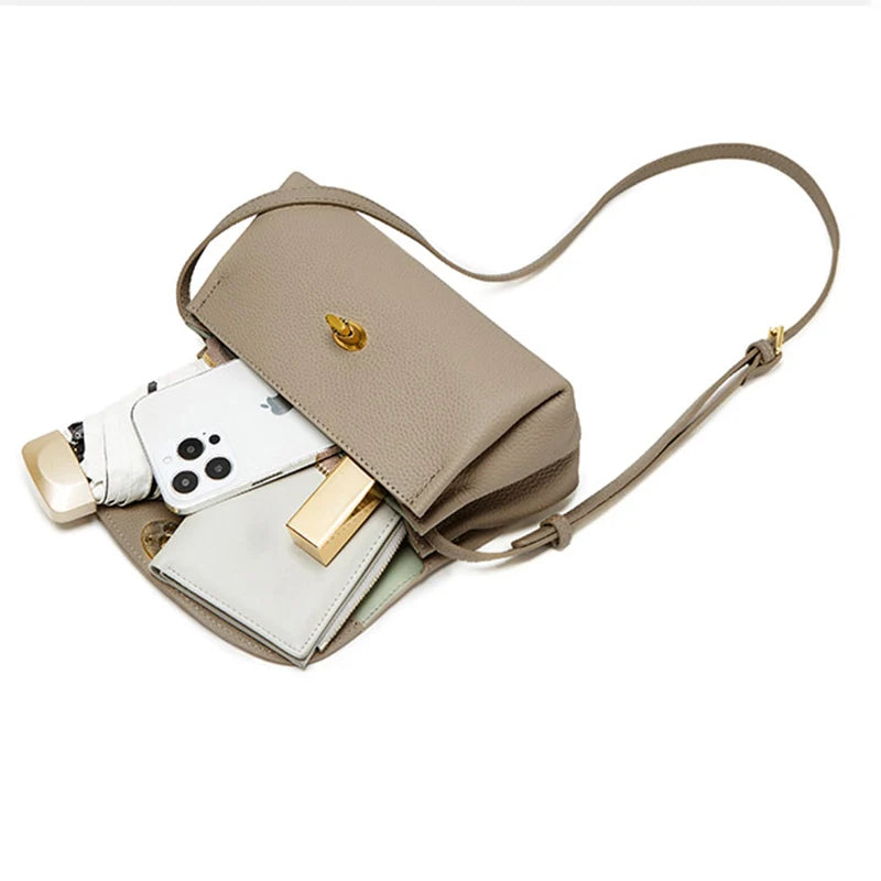 Mugrs™ Button Schlichte Mini-Umhängetasche aus Leder