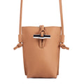 MUGRS women's phone bag in Brown – shoulder strap worn, woven, hands-free