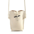 MUGRS women's phone bag in Beige – styled with casual outfit, woven, hands-free
