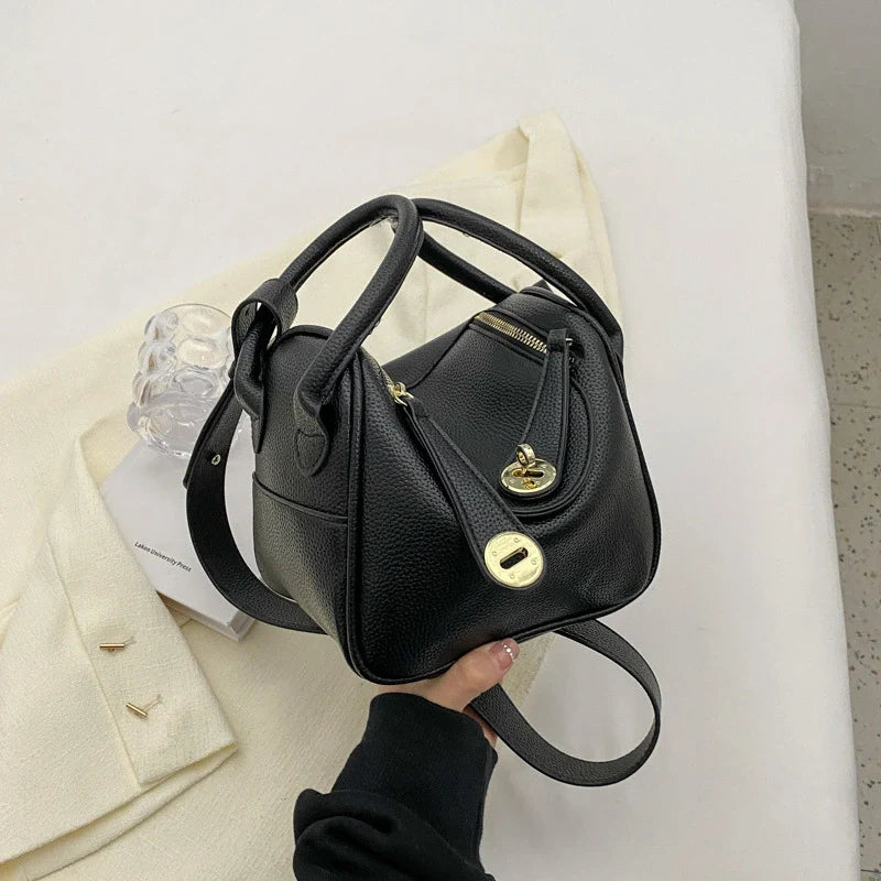 Mugrs™ Handtasche aus Rindsleder mit goldener Schnalle und Kissen im Luxusdesign