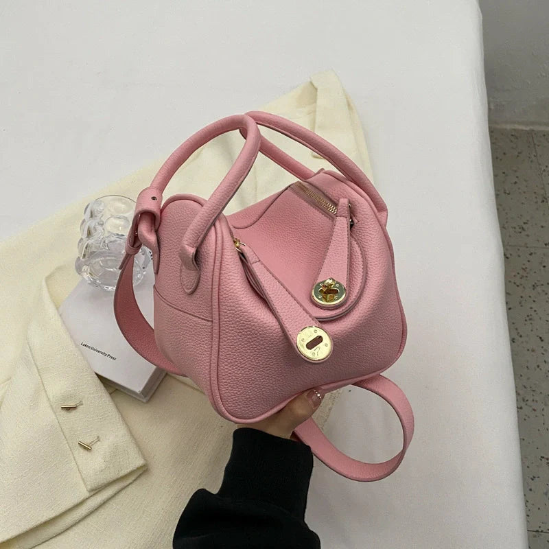 Mugrs™ Handtasche aus Rindsleder mit goldener Schnalle und Kissen im Luxusdesign