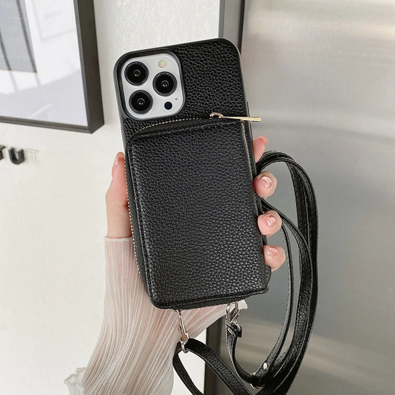 Mugrs™ Handyhülle aus veganem Leder mit langem Riemen